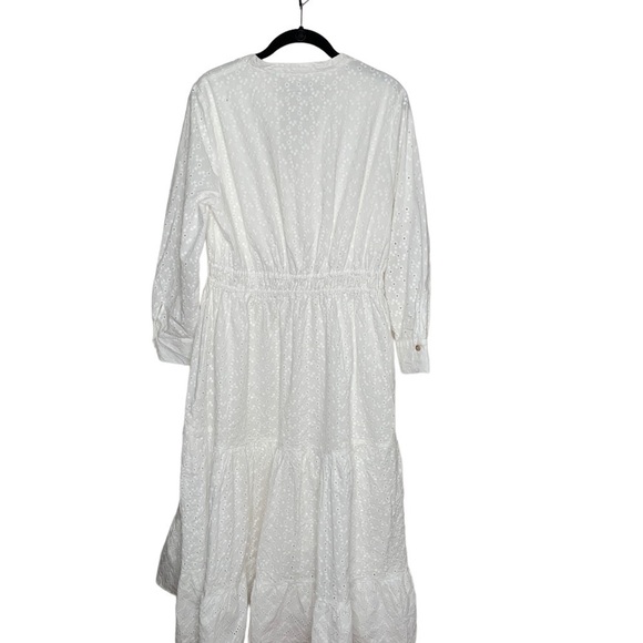 ZARA NWT WOMAN MIDI RUFFLED COMBINED PERFORATED EMBROIDERY DRESS Size Large - Picture 12 of 12